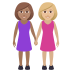 👩🏽‍🤝‍👩🏼 women holding hands: medium skin tone, medium-light skin tone display on JoyPixels